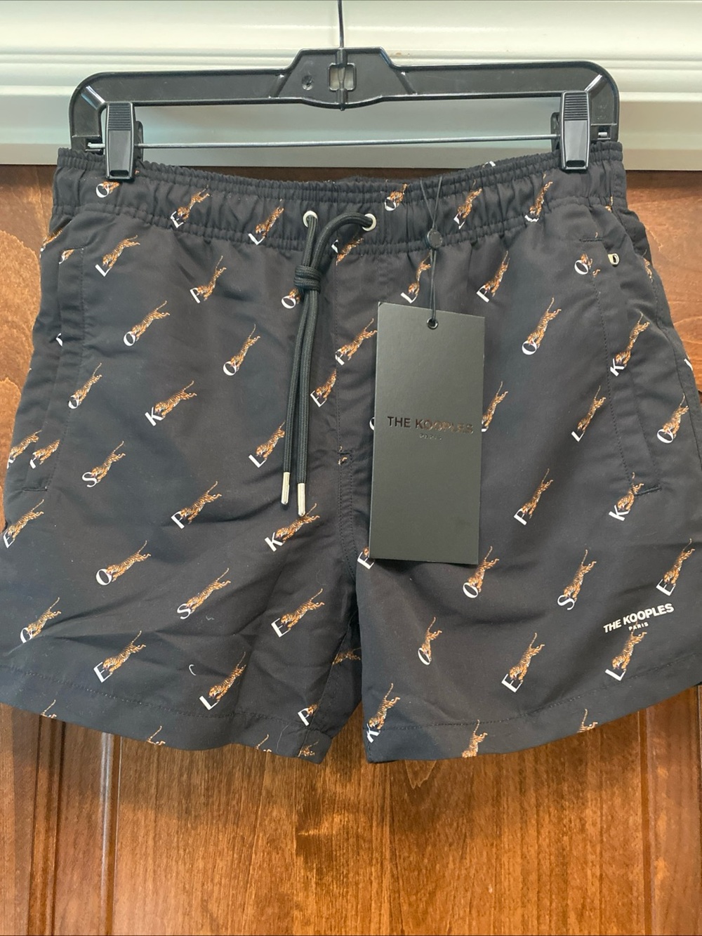 The Kooples Paris Men’s  Tiger Logo Swim Shorts Black Sz XS NWT